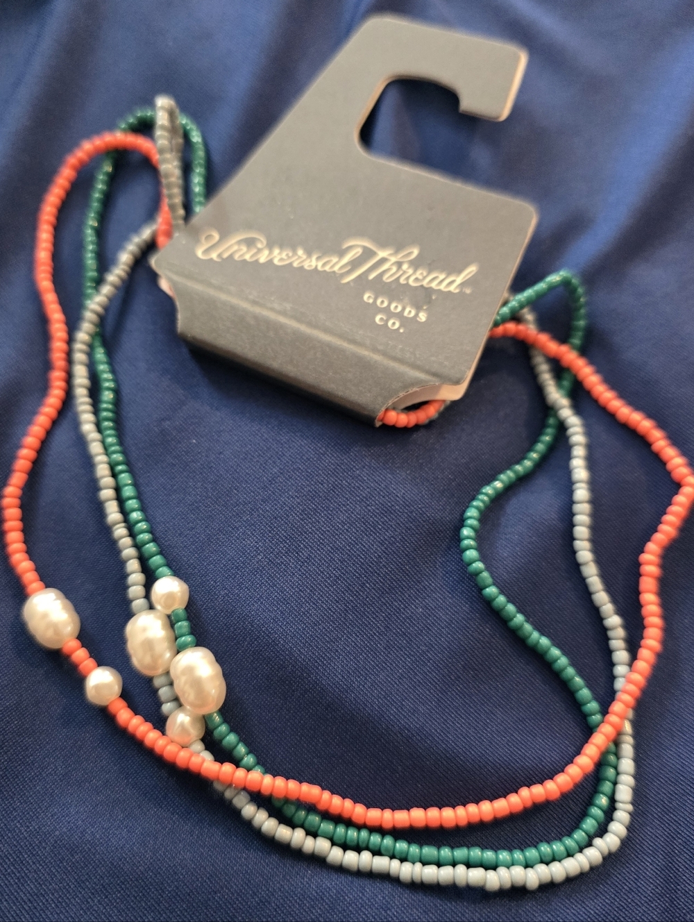 Universal Thread Multi-Color Beaded Necklace with Pearl Accents